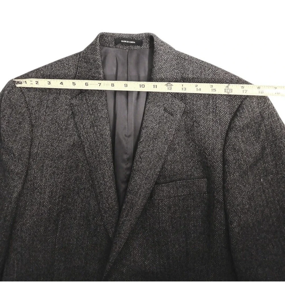 Lauren Ralph Lauren Tweed Wool Blend Sport Coat Blazer 40 Slim‎ Gray Herringbone